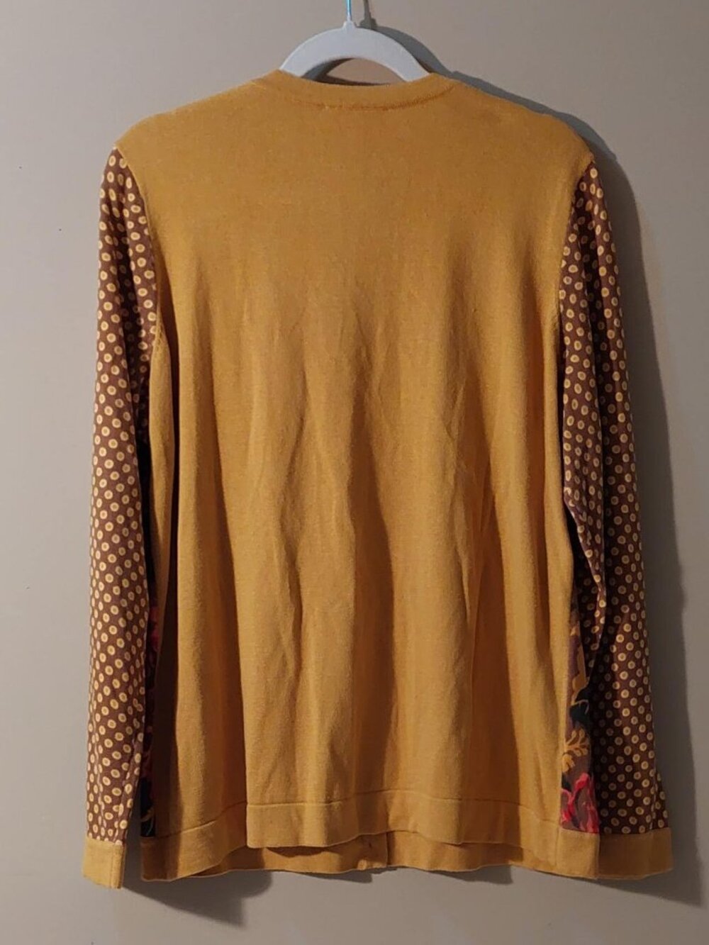 Isaac Mizrahi Live! Gold/Multi-Color Floral Polka Dot Cardigan Sweater Size: 1X - Picture 5 of 8